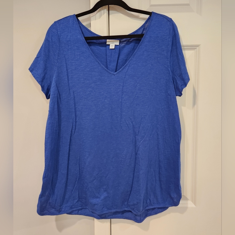 J. Jill Cobalt Blue V-Neck Short Sleeve Tee- Size Large